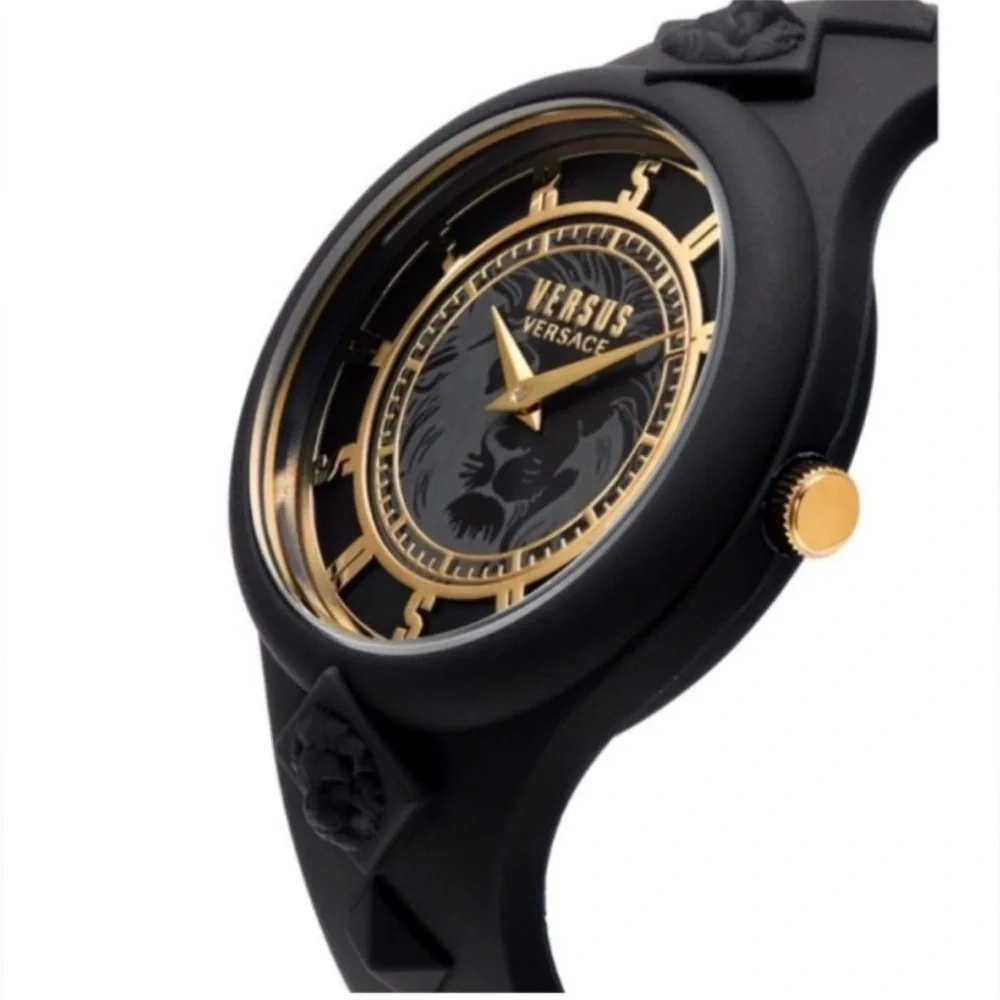 VERSACE Versus Versace Black Gold Lion Head Watch NWT